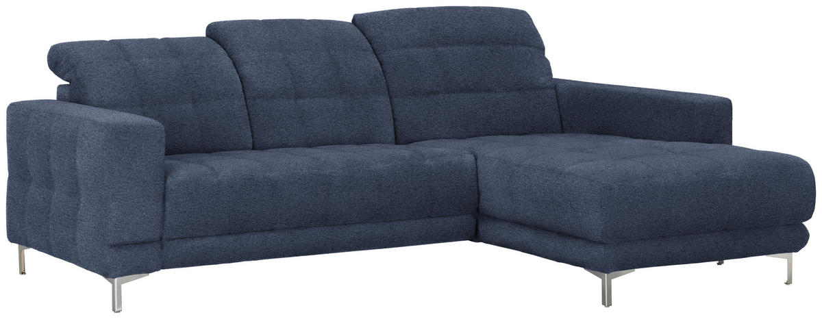 ECKSOFA in Webstoff Dunkelblau  - Chromfarben/Dunkelblau, Design, Textil/Metall (260/187cm) - Xora
