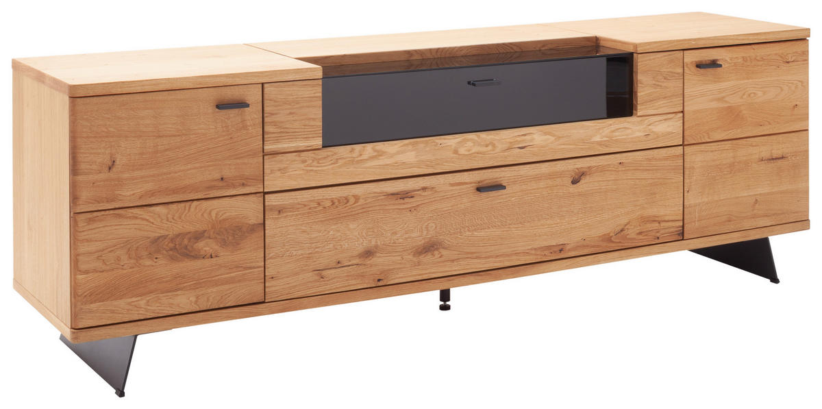 LOWBOARD Wildeiche  210/70/50 cm  - Wildeiche/Anthrazit, Natur, Glas/Holz (210/70/50cm) - Linea Natura