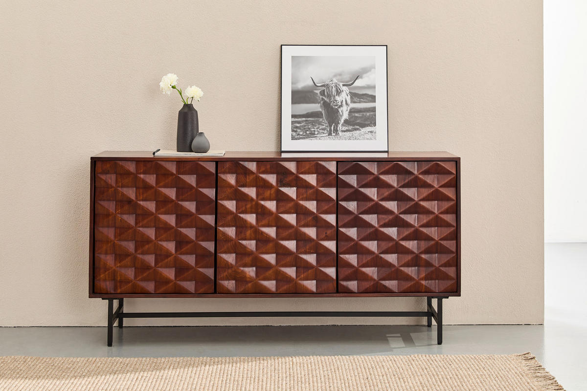 SIDEBOARD  160/80/40 cm  - Schwarz/Braun, KONVENTIONELL, Holz/Kunststoff (160/80/40cm) - Livetastic