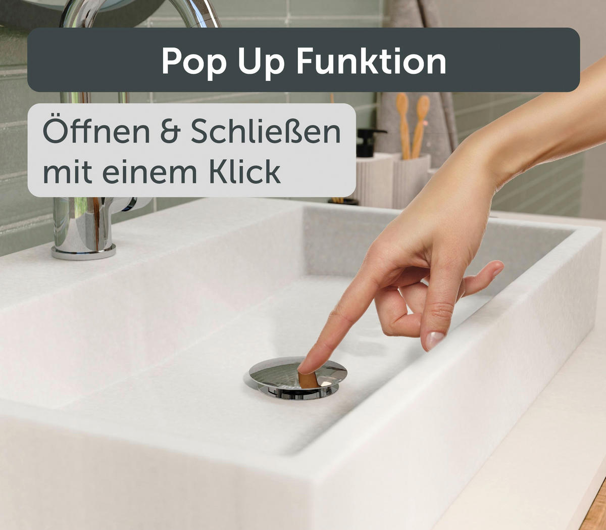 ABLAUFVENTIL  - Chromfarben, Basics, Metall (7,0/6,5cm) - Xora