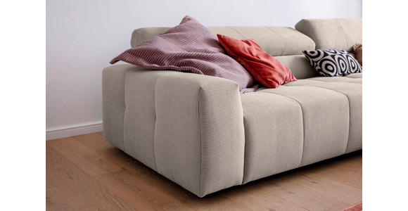 ECKSOFA Sandfarben Feincord  - Sandfarben/Schwarz, KONVENTIONELL, Kunststoff/Textil (311/219cm) - Hom`in