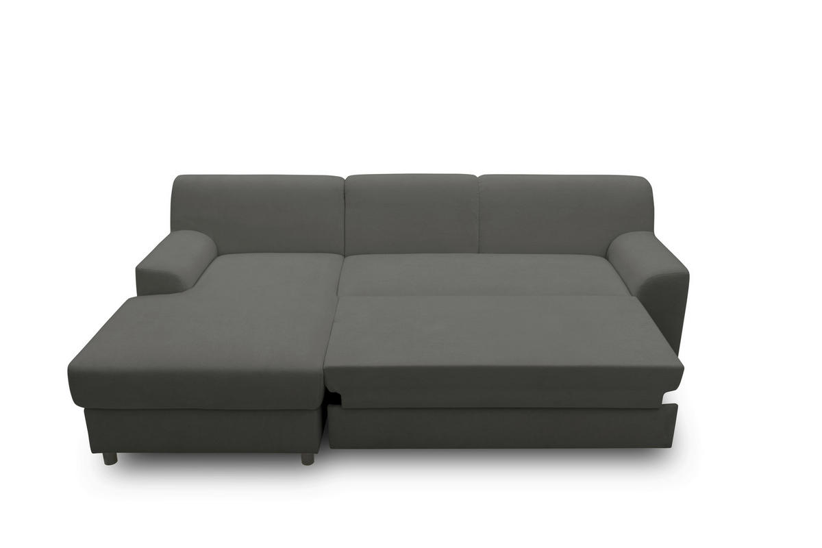 ECKSCHLAFSOFA  CAPRI 2 Dunkelgrau Mikrofaser  - Dunkelgrau/Schwarz, Basics, Kunststoff/Textil (146/241cm) - MID.YOU