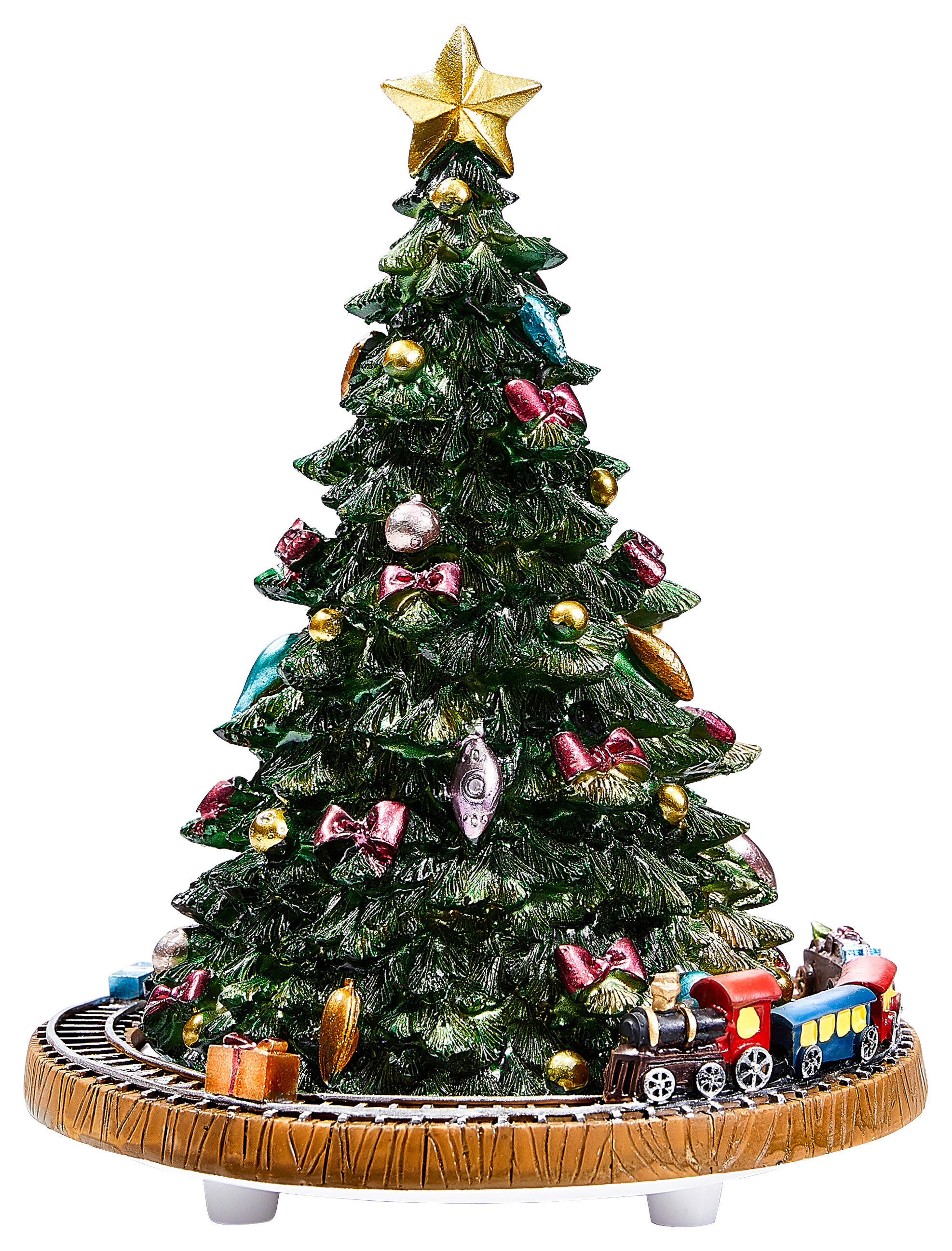 DEKOSPIELUHR  - Braun/Grün, LIFESTYLE, Kunststoff (15/18cm) - X-Mas