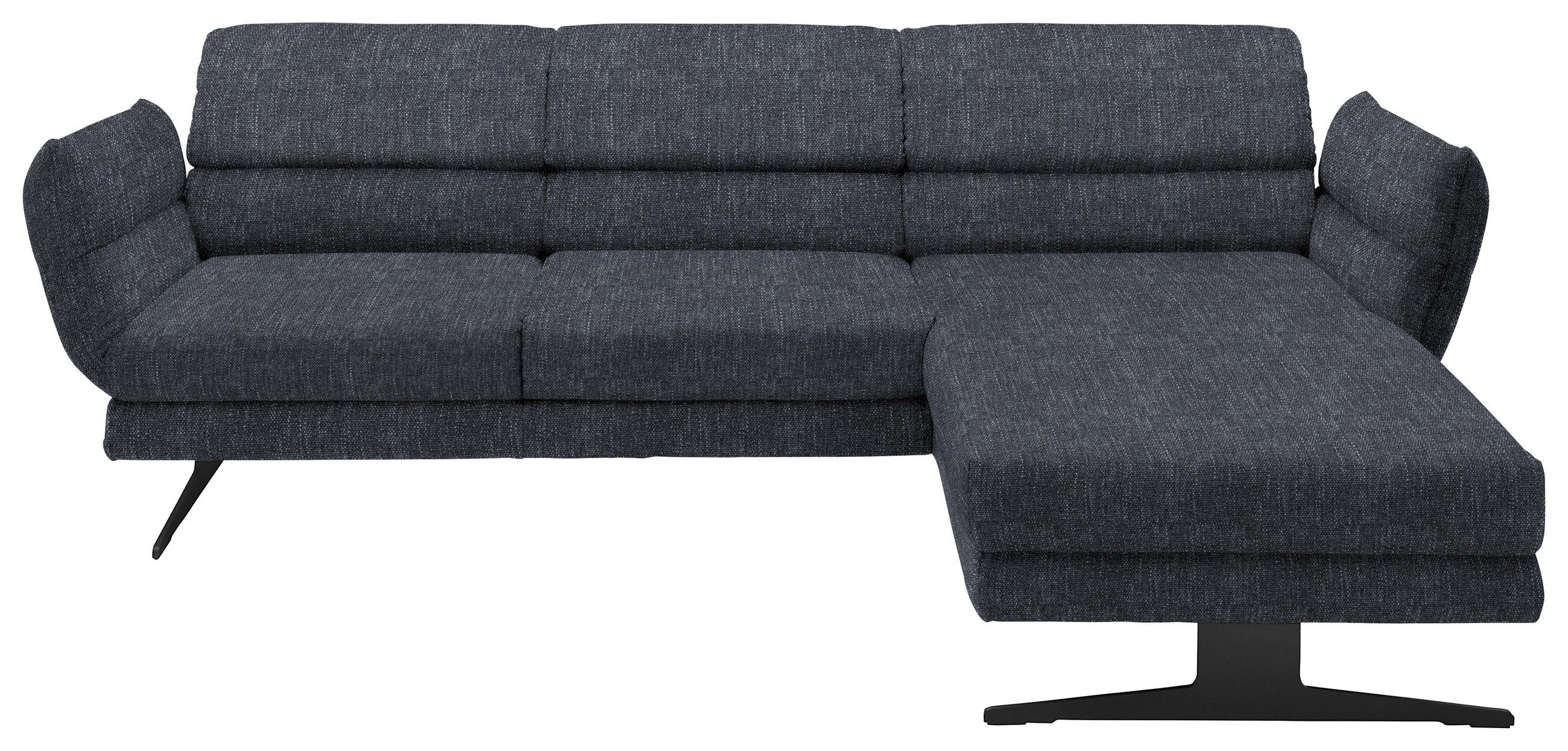 ECKSOFA in Flachgewebe Grau  - Schwarz/Grau, Design, Textil/Metall (279-327/176-217cm) - Dieter Knoll