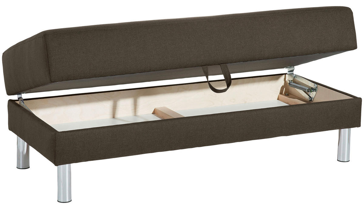 ECKSCHLAFSOFA inkl. Hocker in Braun Textil   - Chromfarben/Braun, Konventionell, Textil/Metall (152/230cm) - Max Winzer