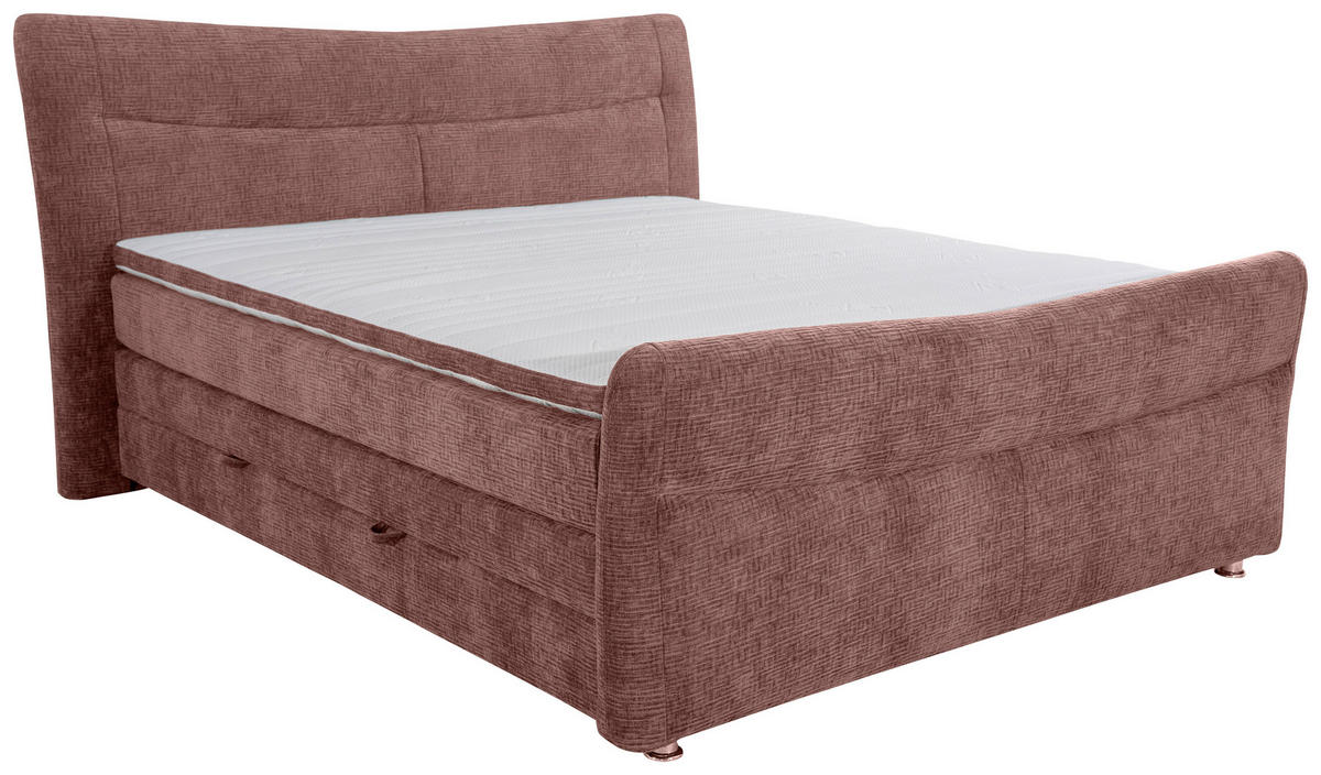 BOXSPRINGBETT 180/200 cm  in Rotbraun  - Chromfarben/Rotbraun, KONVENTIONELL, Textil/Metall (180/200cm) - Esposa