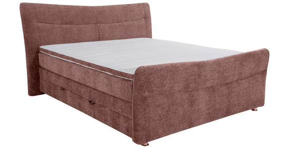 BOXSPRINGBETT 180/200 cm  in Rotbraun  - Chromfarben/Rotbraun, KONVENTIONELL, Textil/Metall (180/200cm) - Esposa