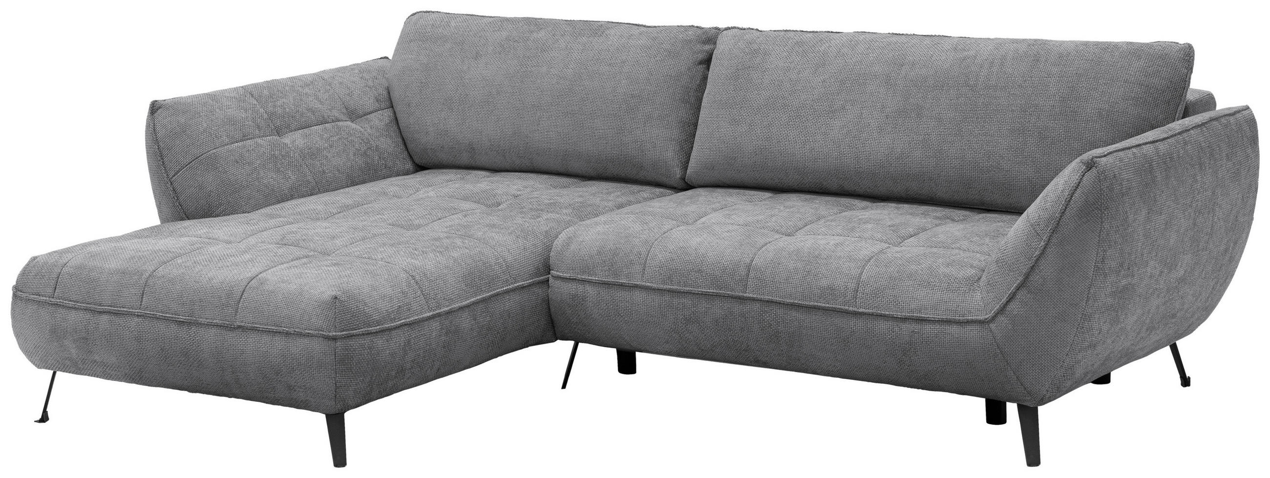 ECKSOFA in Struktur Grau  - Schwarz/Grau, Design, Textil/Metall (187/282cm) - Livetastic
