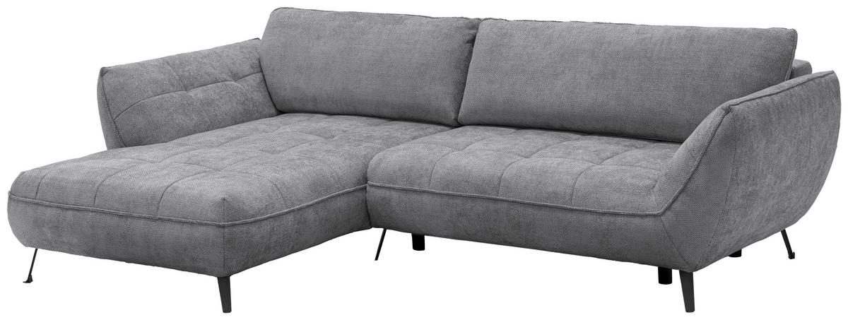 ECKSOFA SAMOA Grau Struktur  - Schwarz/Grau, Design, Textil/Metall (187/282cm) - Livetastic
