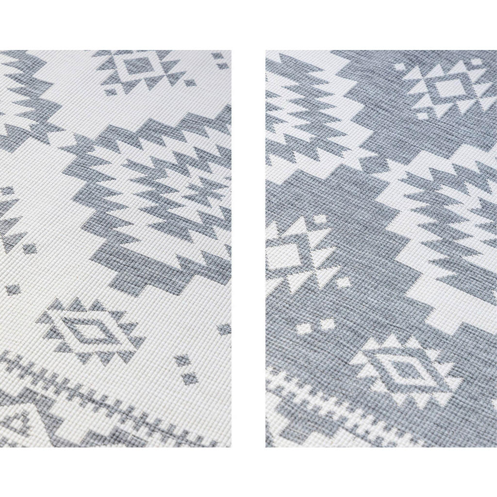 Thumbnail - Elle Decoration Outdoorteppich Gemini, Silber, Weiß, Textil, geometrisch, rechteckig, 160x230 cm, Oeko-Tex® Standard 100...