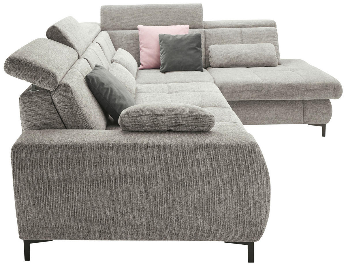 ECKSOFA Grau Webstoff  - Schwarz/Grau, KONVENTIONELL, Textil/Metall (314/220cm) - SetOne by Musterring