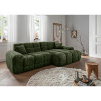 ECKSOFA Struktur Dunkelgrün  - Dunkelgrün/Schwarz, Modern, Kunststoff/Textil (301/152cm) - Livetastic