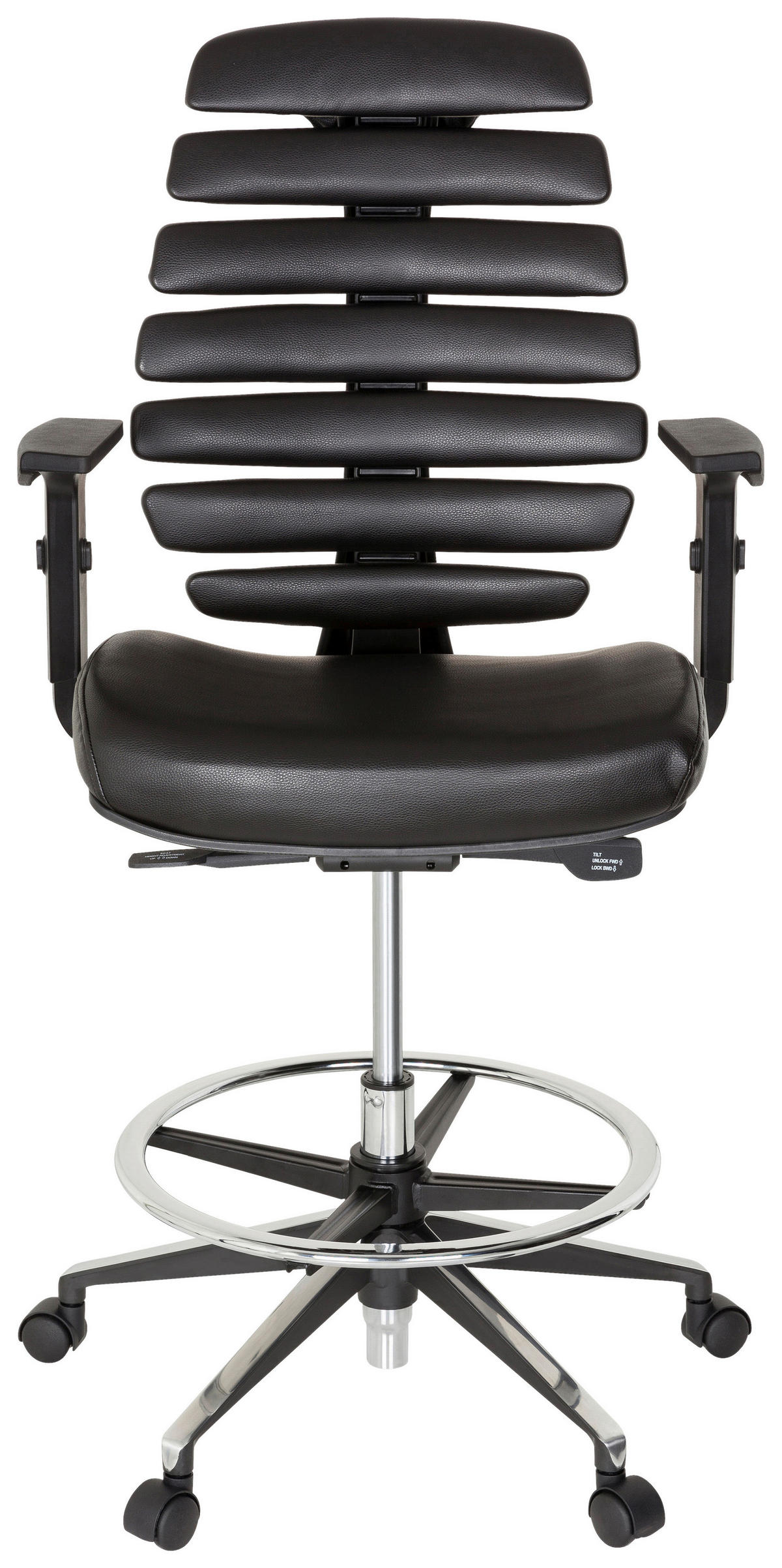 DREHSTUHL  in Lederlook Schwarz  - Schwarz/Alufarben, MODERN, Kunststoff/Textil (62/131/65cm) - MID.YOU