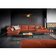 WOHNLANDSCHAFT in Echtleder Orange  - Schwarz/Orange, Natur, Leder/Metall (222/364/159cm) - Dieter Knoll