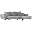 ECKSOFA  in Flachgewebe Hellgrau  300/205 cm  - Hellgrau/Schwarz, KONVENTIONELL, Textil/Metall (300/205cm) - Carryhome