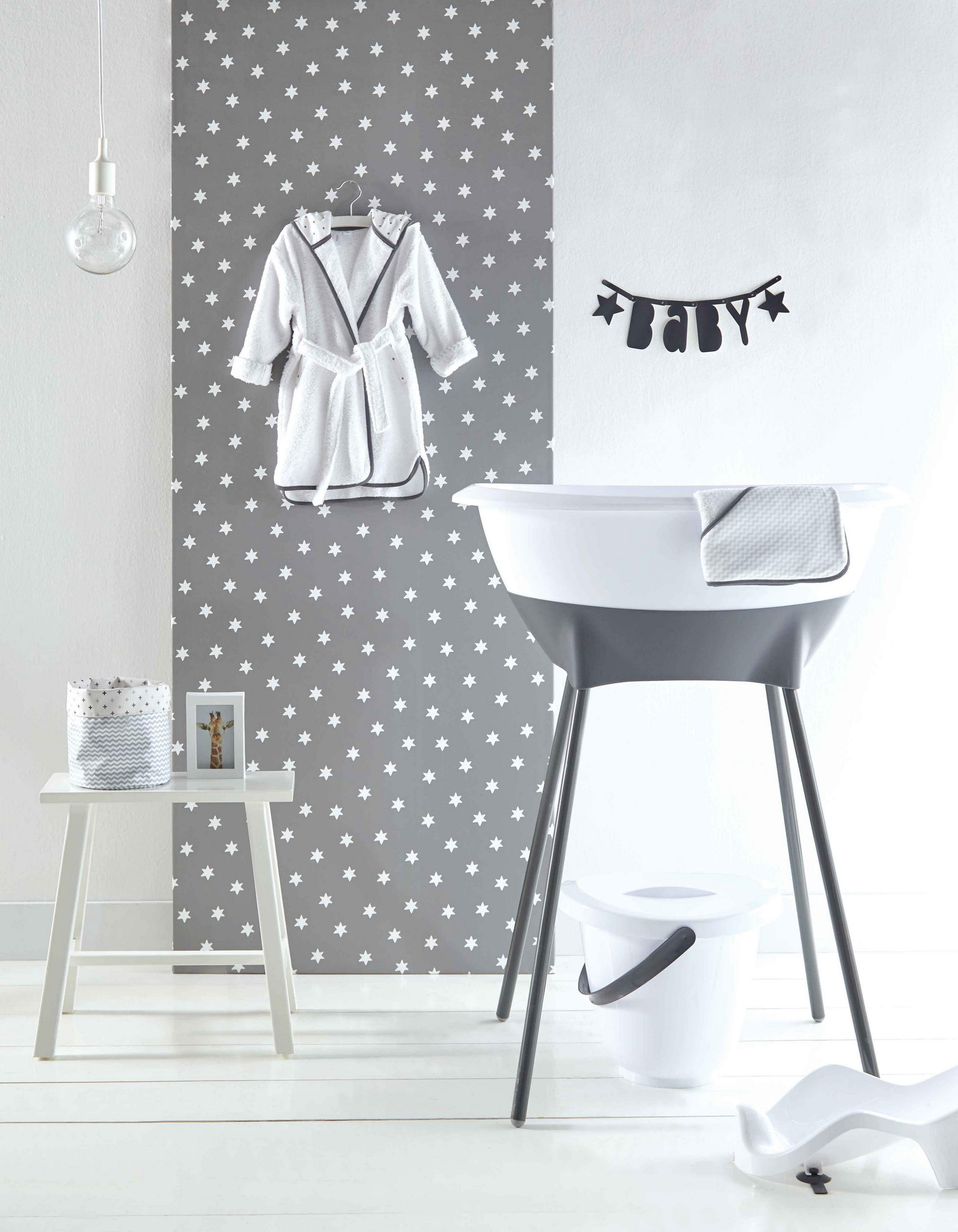 Luma Badewanne und Pflegeset LUMA Snow White  - Anthrazit/Weiß, Basics, Kunststoff/Metall (79,5/40/46cm) - Luma
