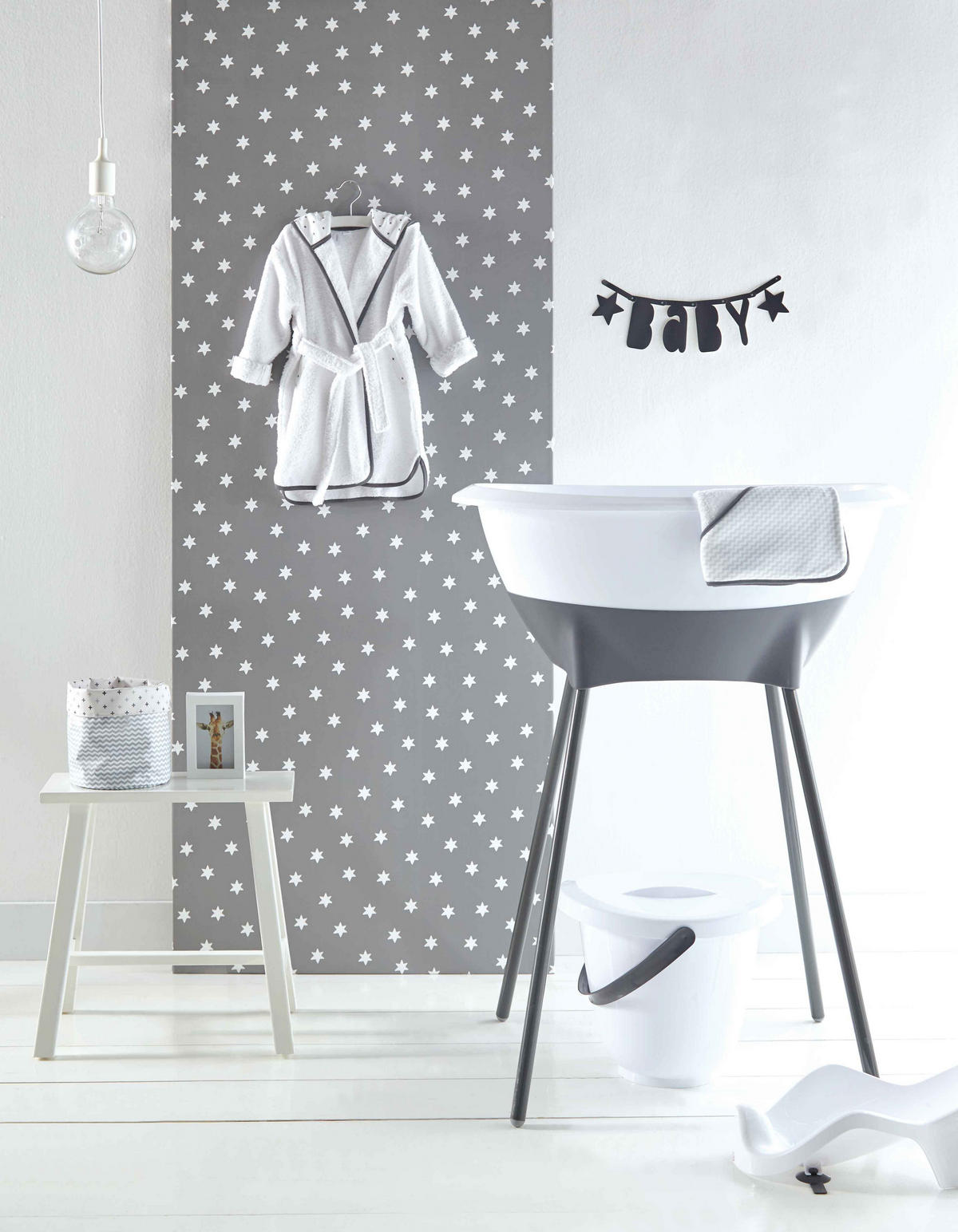SET ZA KUPANJE BEBE  Luma  - bijela/antracit, Basics, metal/plastika (79,5/40/46cm) - Luma