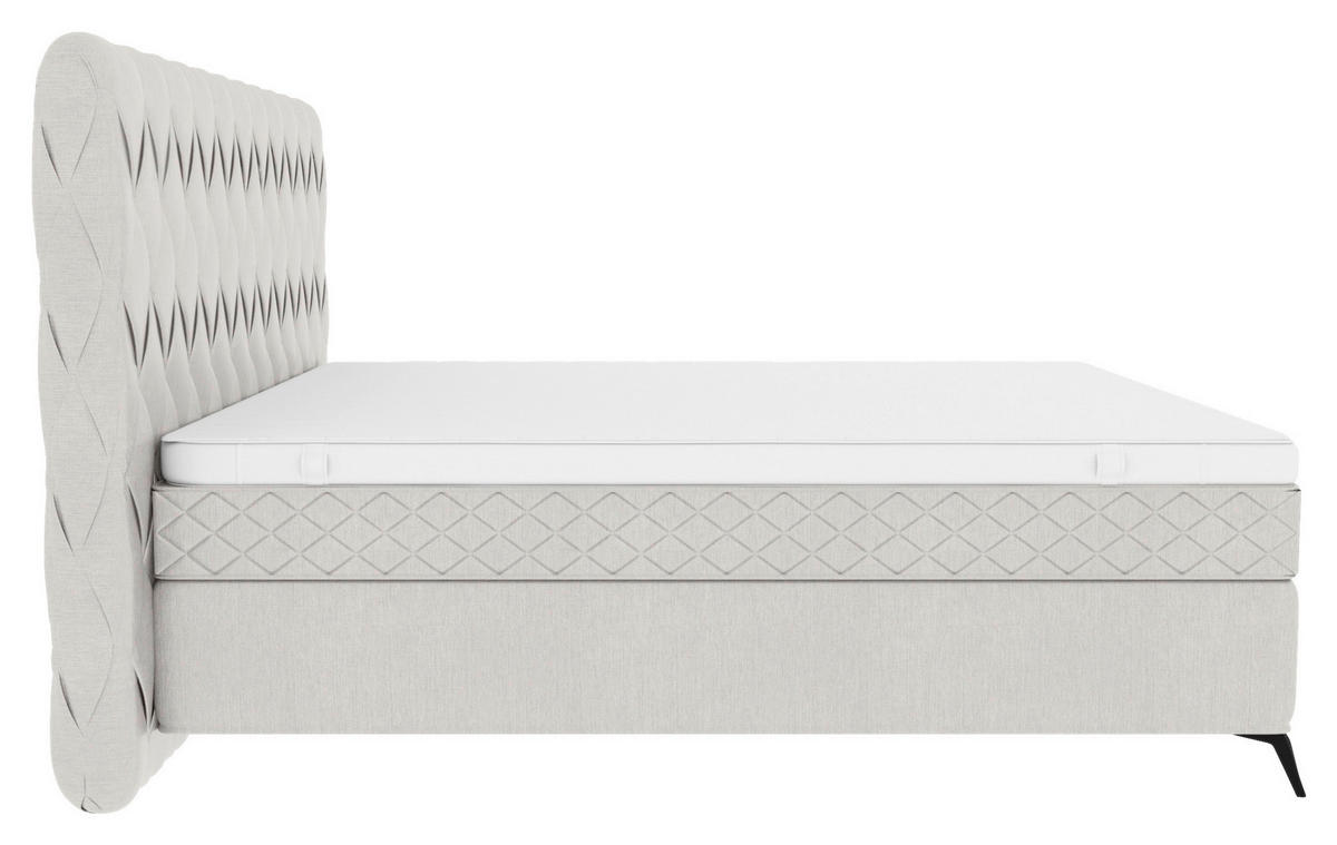 BOXSPRINGBETT 180/200 cm  in Hellgrau  - Hellgrau/Schwarz, Design, Textil/Metall (180/200cm) - Boxxx