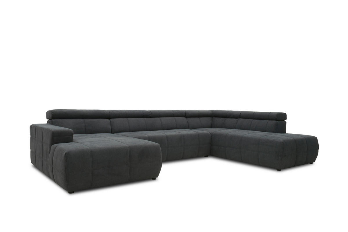 WOHNLANDSCHAFT Dunkelgrau Mikrofaser  - Dunkelgrau/Schwarz, Design, Kunststoff/Textil (175/359/228cm) - MID.YOU