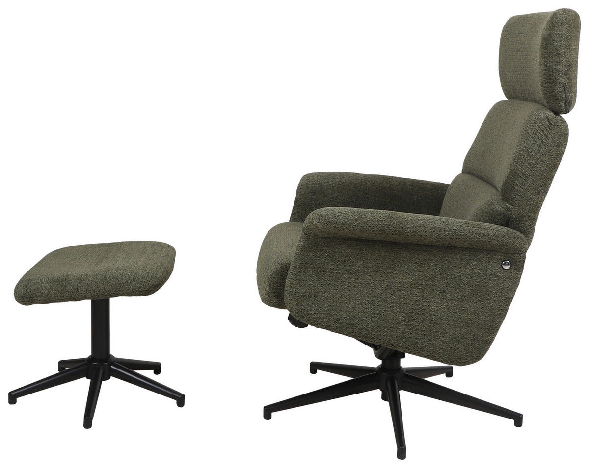 RELAXFÅTÖLJ SET i vävt tyg grön  - grön/svart, Design, metall/textil (74/106-96/72-101cm) - Carryhome