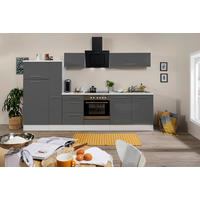 KÜCHENBLOCK 300 cm   in Grau, Weiss  - Weiss/Edelstahlfarben, Konventionell, Holzwerkstoff/Metall (300cm) - Respekta