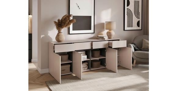SIDEBOARD  200/79,6/39,8 cm 4 Schublade(n)  - Kaschmir/Schwarz, Design, Holzwerkstoff/Kunststoff (200/79,6/39,8cm) - Xora