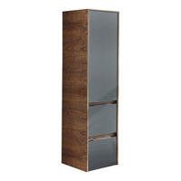 MIDISCHRANK 33,3/126,8/33 cm  - Eichefarben/Alufarben, Design, Glas/Holzwerkstoff (33,3/126,8/33cm) - Sadena