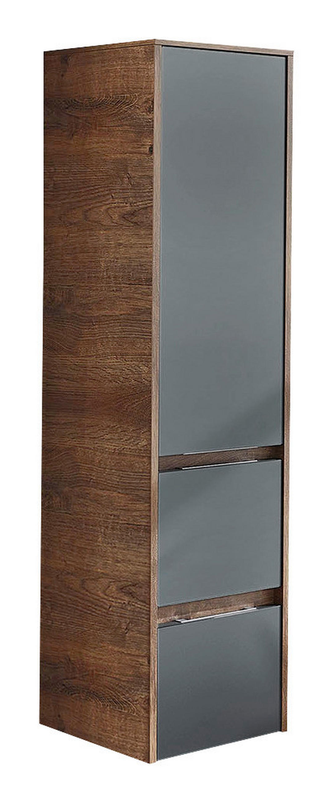 MIDISCHRANK 33,3/126,8/33 cm  - Eichefarben/Alufarben, Design, Glas/Holzwerkstoff (33,3/126,8/33cm) - Sadena