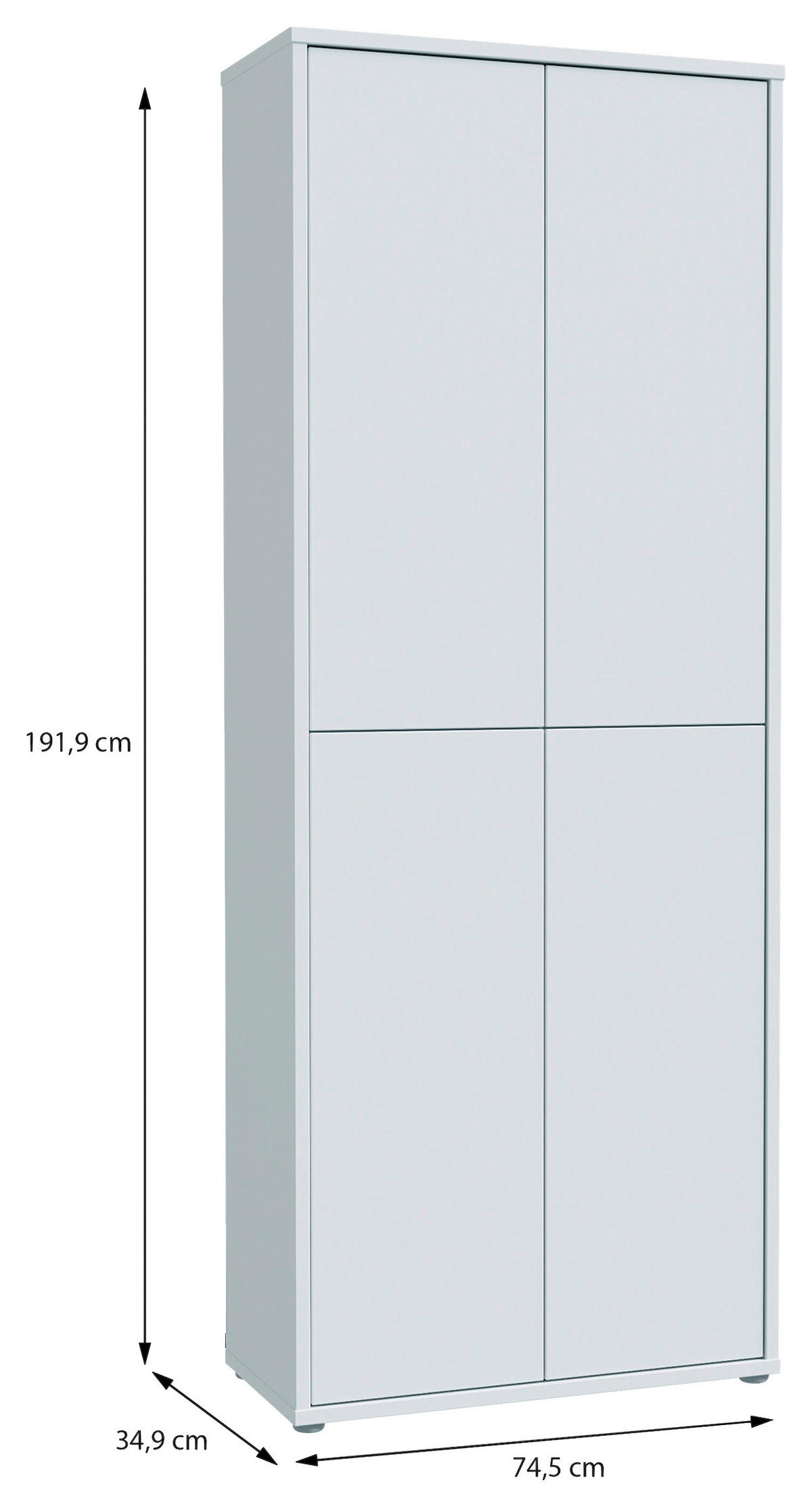 Dulap Pentru Pantofi 74,5/191,9/34,9 cm  - gri deschis/gri, Basics, plastic/material pe bază de lemn (74,5/191,9/34,9cm) - Modern Living