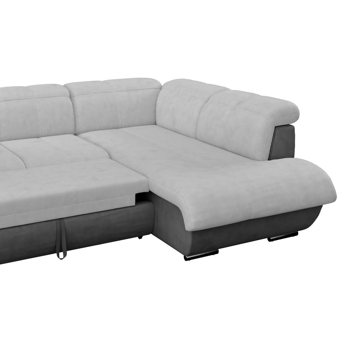 WOHNLANDSCHAFT Grau, Hellgrau, Dunkelgrau Mikrofaser  - Chromfarben/Dunkelgrau, MODERN, Textil/Metall (184/345/228cm) - MID.YOU