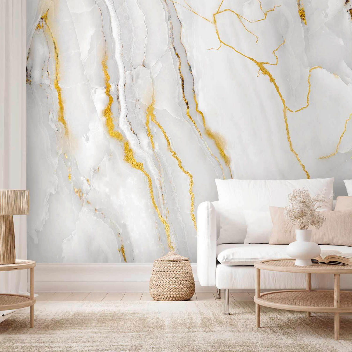 FOTOTAPETE  - Grauweiß/Honig, LIFESTYLE, Textil (200/140cm) - artgeist