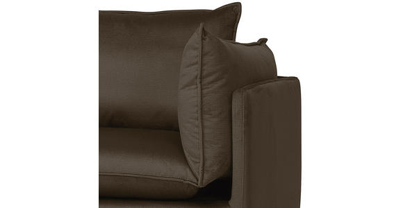 ECKSOFA Braun Samt Rückenkissen, Rücken echt  - Schwarz/Braun, Design, Textil/Metall (200/241cm) - Carryhome