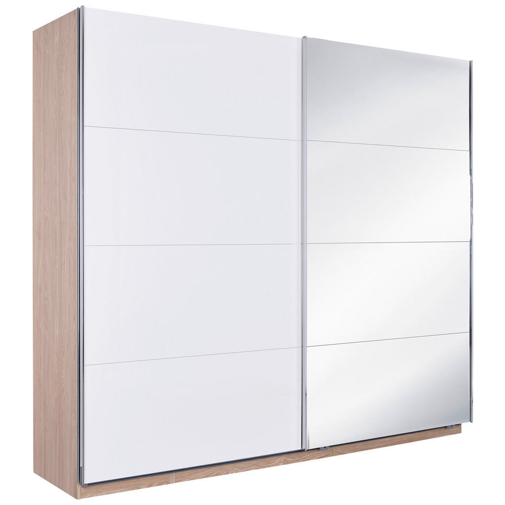 Schwebetürenschrank Mit Spiegel 226cm Unit, Weiß/eiche