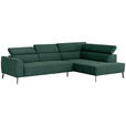 ECKSOFA Waldgrün Feincord  - Waldgrün/Schwarz, Design, Textil/Metall (280/205cm) - Xora