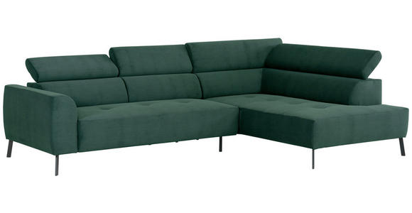 ECKSOFA Waldgrün Feincord  - Waldgrün/Schwarz, Design, Textil/Metall (280/205cm) - Xora
