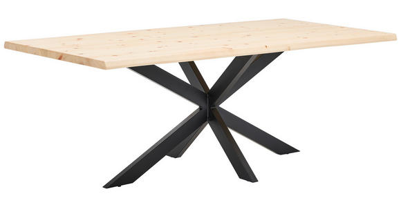 ESSTISCH in Holz 200/100/75 cm  - Zirbelkieferfarben/Schwarz, Natur, Holz/Metall (200/100/75cm) - Linea Natura