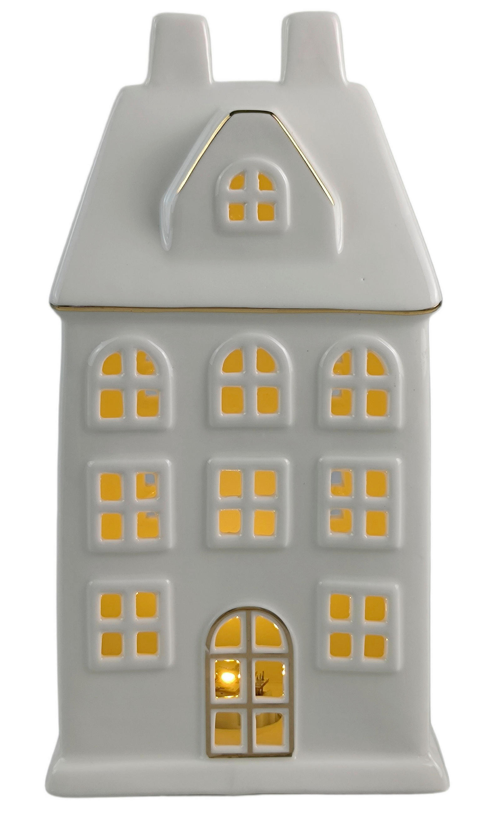 DEKOR HÁZ - aranyszínű/fehér, Lifestyle, kerámia (11,8/23/9cm) - X-Mas