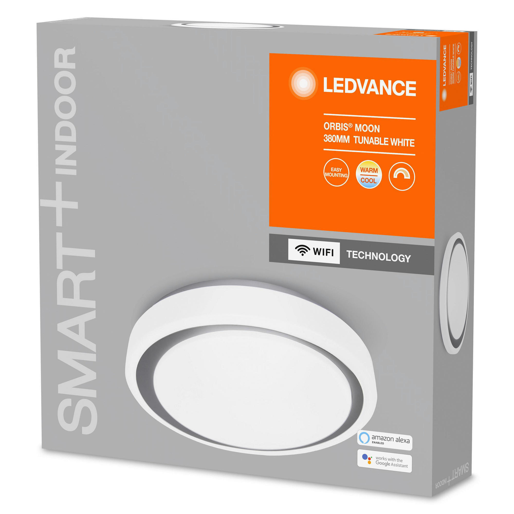 DECKENLEUCHTE Smart+ WiFi Orbis Moon 38/8,5 cm   - Grau, Basics, Kunststoff (38/8,5cm) - Ledvance