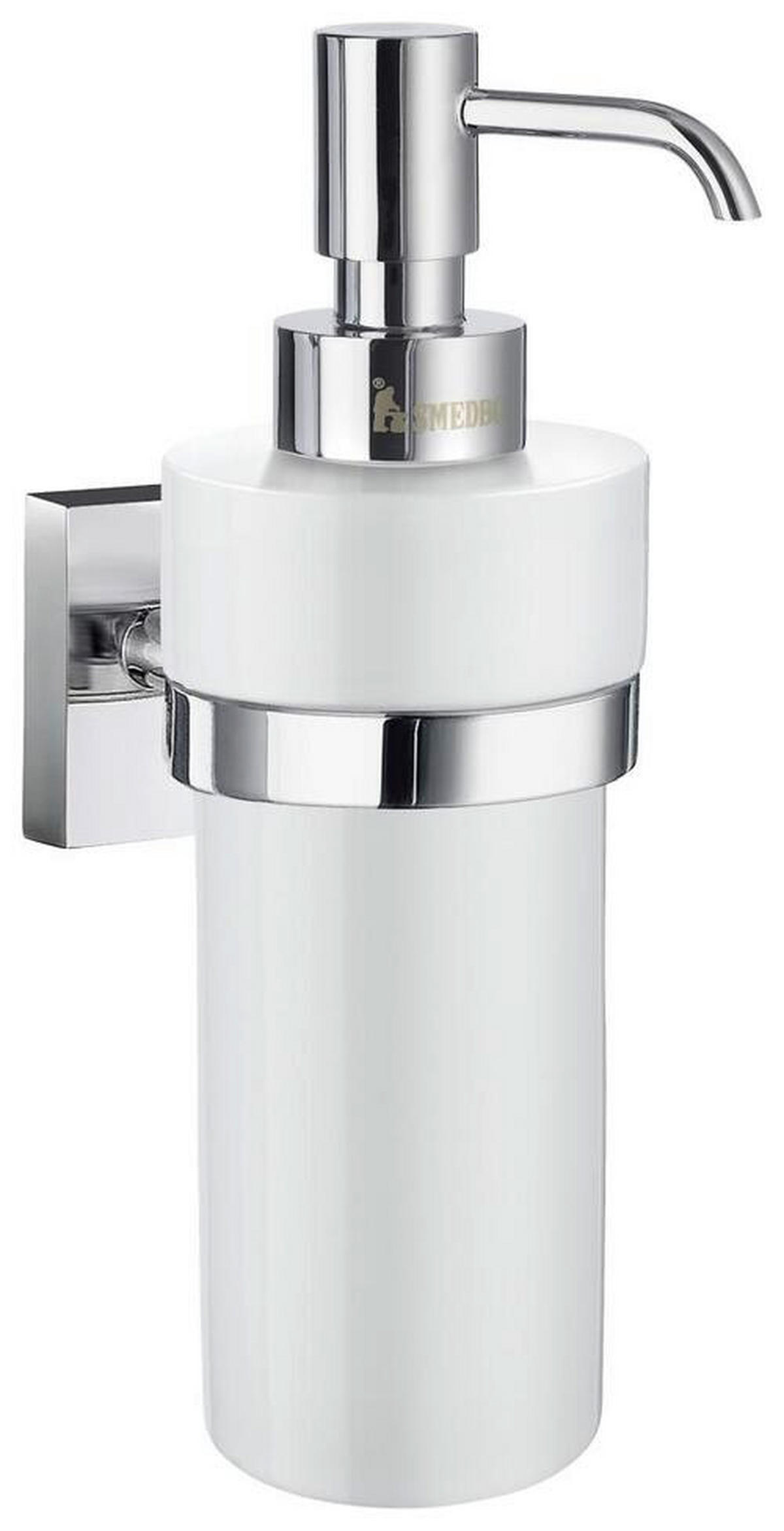 DOZATOR ZA TEČNI SAPUN  bela, boja hroma  metal, keramika  - boja hroma/bela, Osnovno, metal/keramika (6/18/8,4cm)