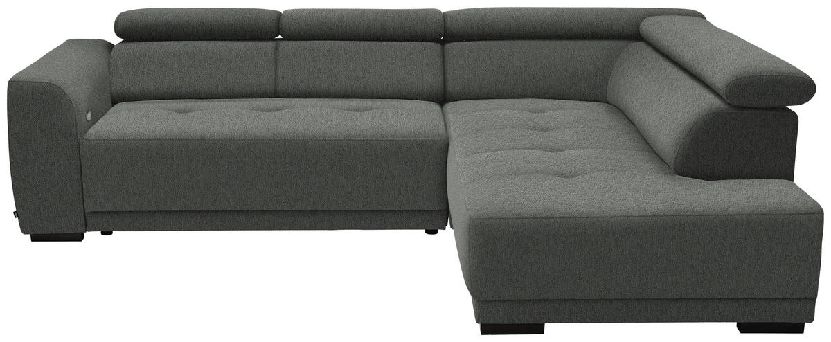 ECKSOFA in Struktur Grau  - Schwarz/Grau, Design, Kunststoff/Textil (284/205cm) - MID.YOU