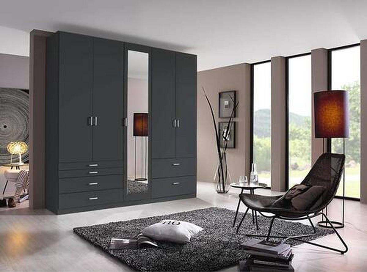 DREHTÜRENSCHRANK in Grau  - Alufarben/Grau, Basics, Glas/Holzwerkstoff (226/229/54cm) - Xora