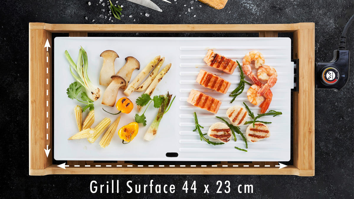 TISCHGRILL  - Weiss, Design, Holz/Keramik (53/28/6cm) - Trisa Electronics