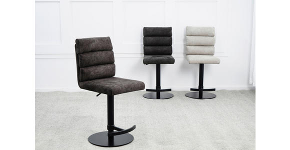 BARHOCKER Webstoff Braun Eisen Stoffauswahl, Sitzfläche 360° drehbar  - Schwarz/Braun, Design, Textil/Metall (42/90-117/58,5cm) - Novel