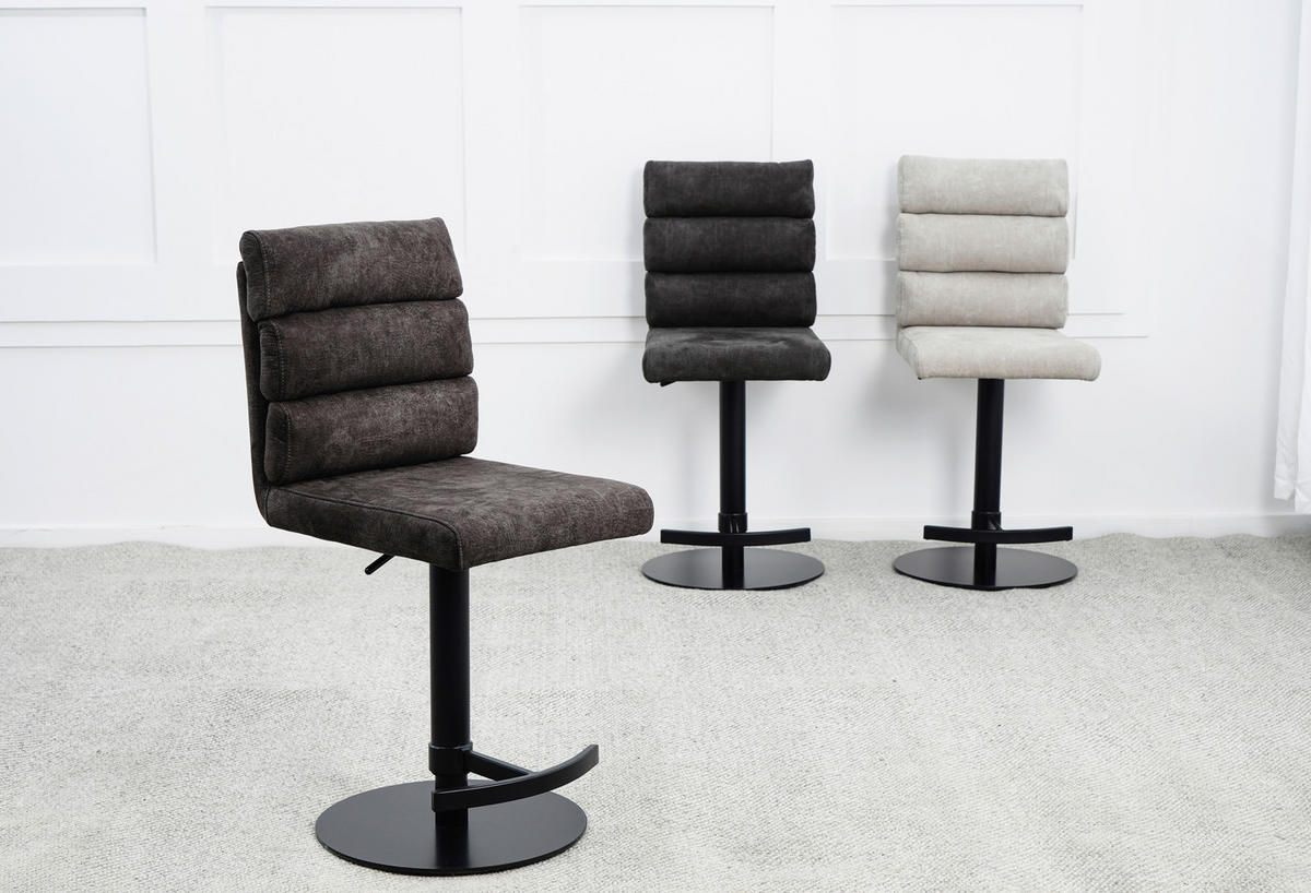 BARHOCKER Webstoff Braun Eisen Stoffauswahl, Sitzfläche 360° drehbar  - Schwarz/Braun, Design, Textil/Metall (42/90-117/58,5cm) - Novel