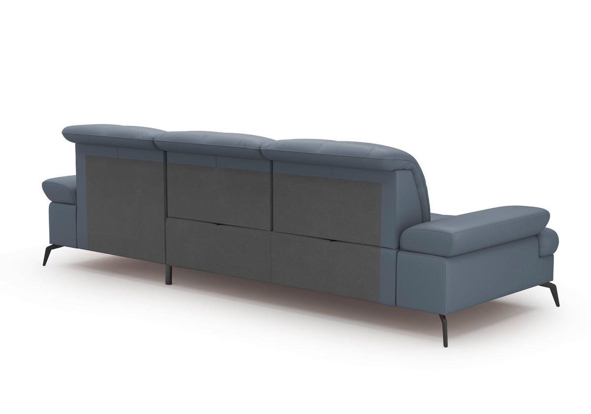 ECKSOFA in Vliesstoff Kombination Echtleder/Stoff Graublau  - Graublau/Schwarz, Konventionell, Leder/Textil (279/185cm) - Sit & More