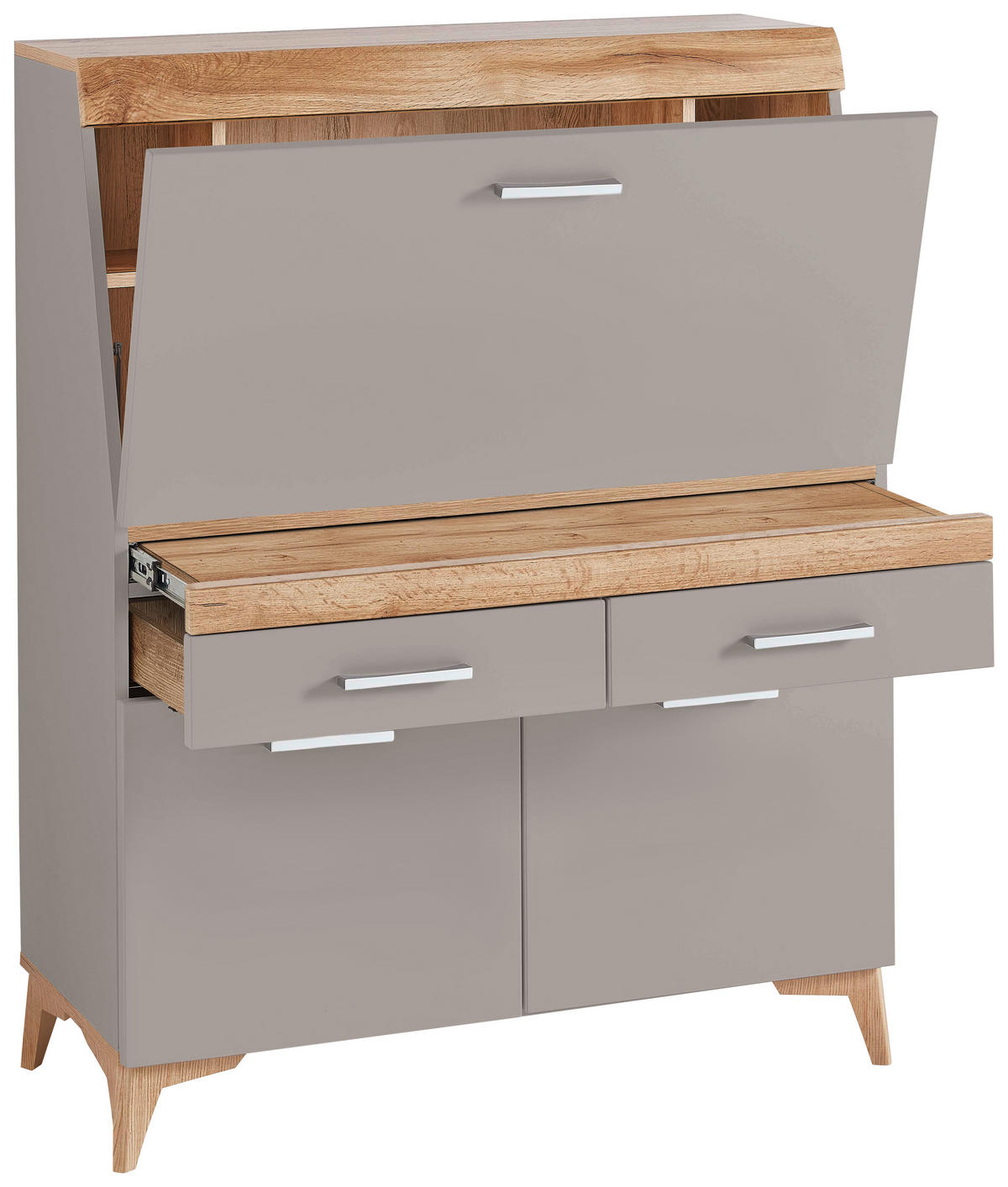 SEKRETÄR  Kabeldurchlass, Stauraum  - Eichefarben/Alufarben, LIFESTYLE, Holzwerkstoff/Kunststoff (98/124/39,6cm) - Carryhome