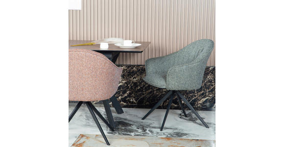 ARMLEHNSTUHL  Sitzfläche 360° drehbar, automatische Rückholfunktion Webstoff  - Dunkelgrün/Schwarz, Design, Textil/Metall (66/83/64cm) - Novel