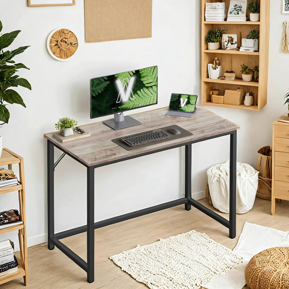 COMPUTERTISCH höhenverstellbar  - Schwarz/Grau, MODERN, Holzwerkstoff/Metall (100/50/75,5cm) - MID.YOU