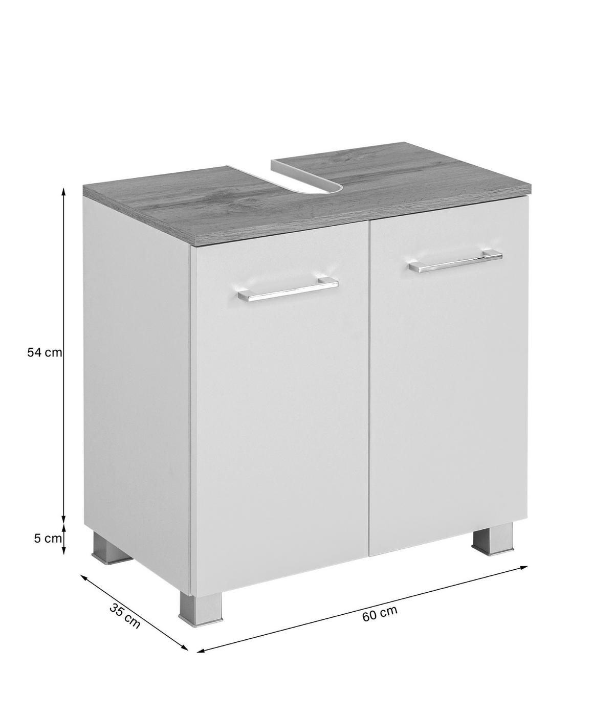 WASCHBECKENUNTERSCHRANK 60/59/35 cm  - Chromfarben/Weiss, Modern, Holzwerkstoff/Kunststoff (60/59/35cm) - Held