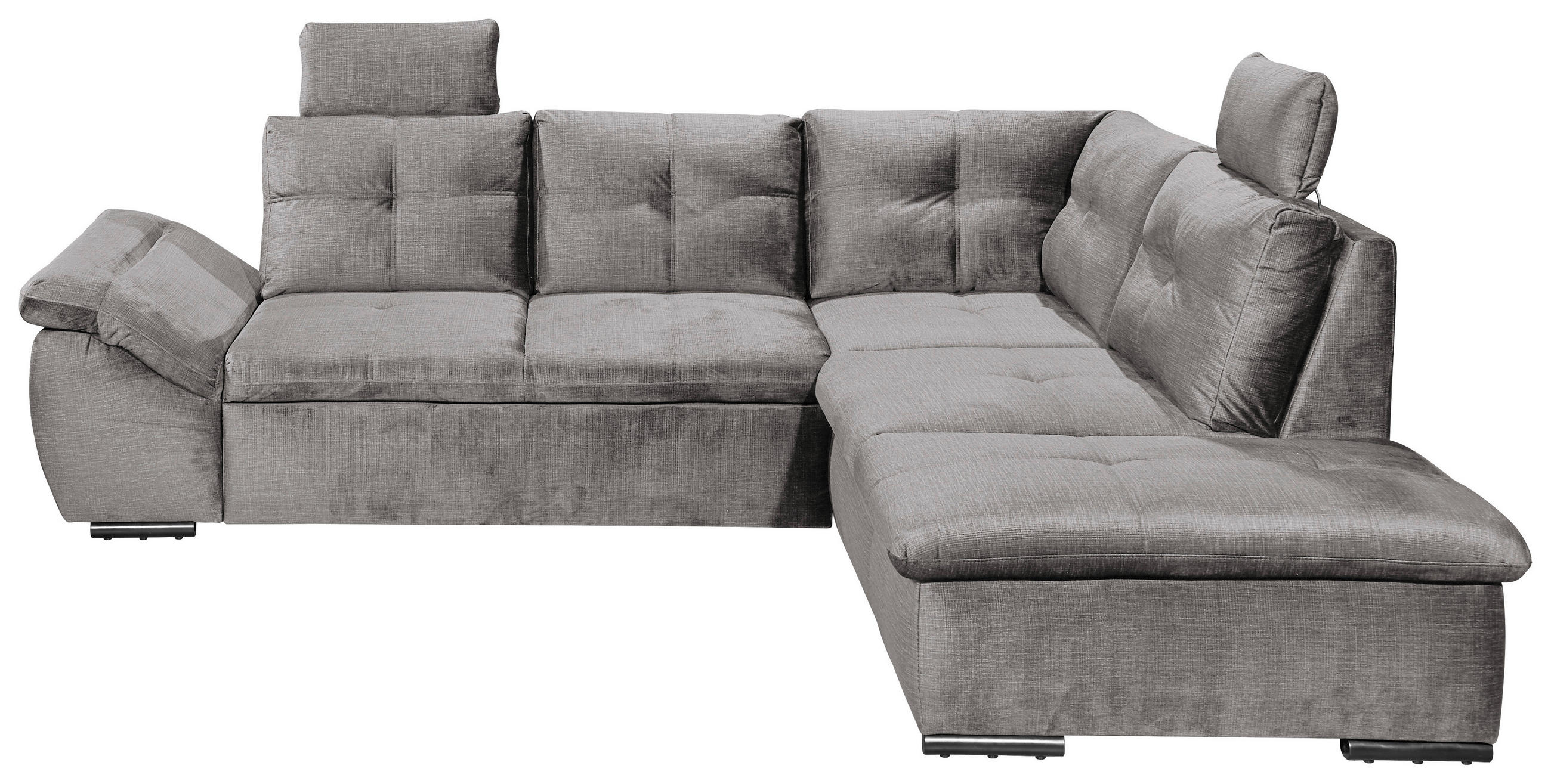ECKSOFA Hellgrau Mikrovelours - Hellgrau/Schwarz, KONVENTIONELL, Kunststoff/Textil (265/217cm) - Carryhome